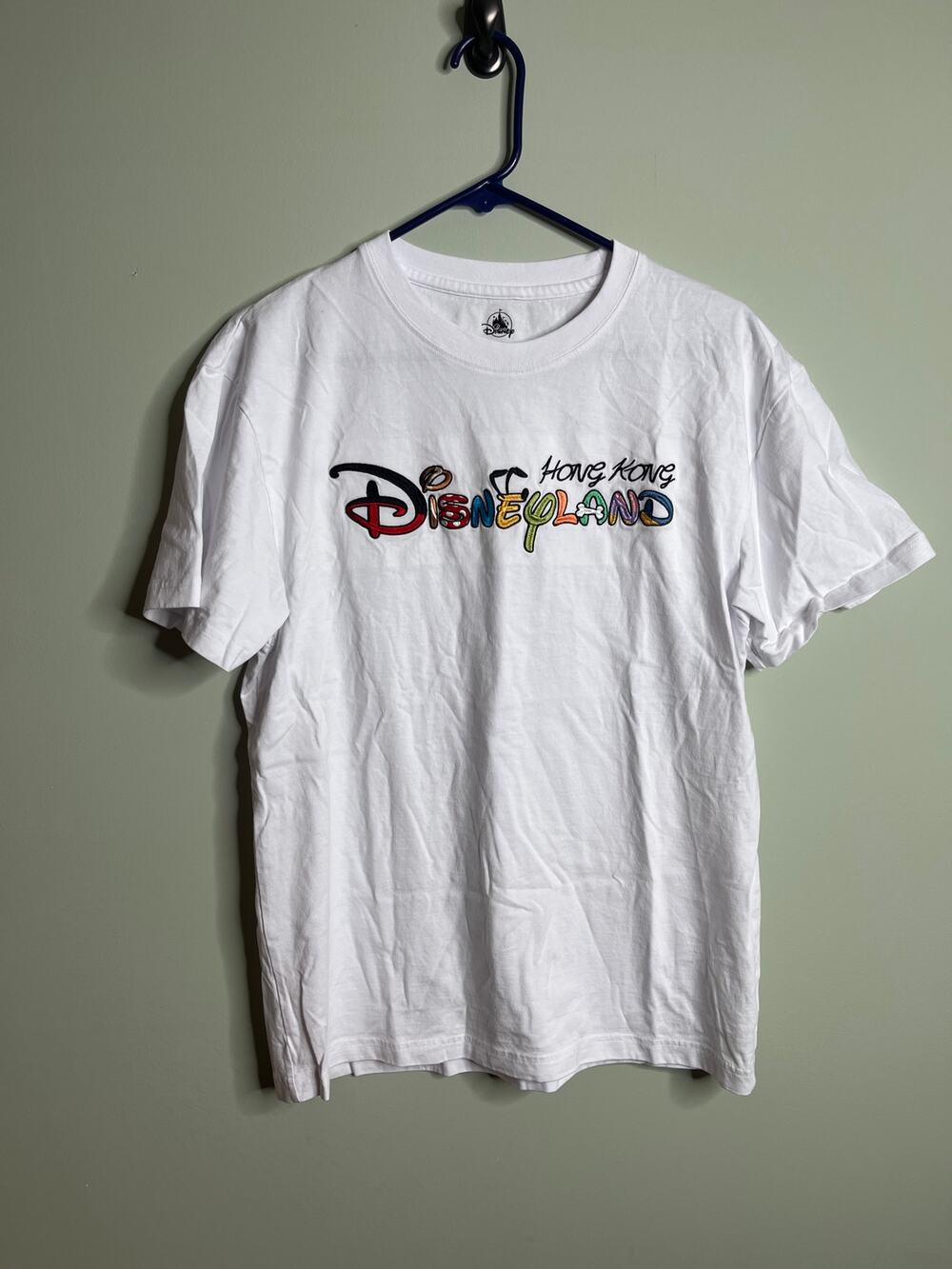 Disneyland HongKong Embroidered White Tee Large